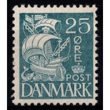 1933-34 - Danmark - AFA 205 - 25 øre blå type I - Frimærke - Karavel - Ustemplet.